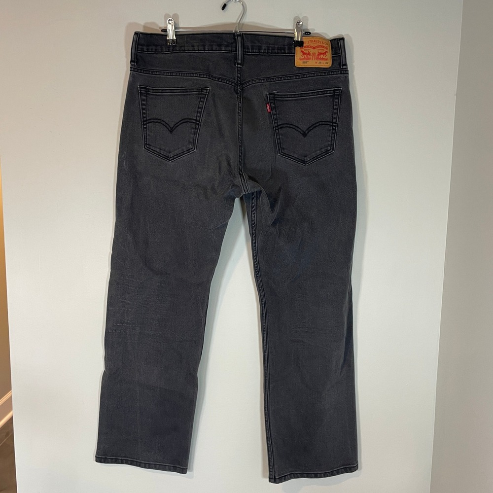Levis 569 Loose Straight Leg Jeans Mens 36x31 Faded Black Denim Y2K Grunge